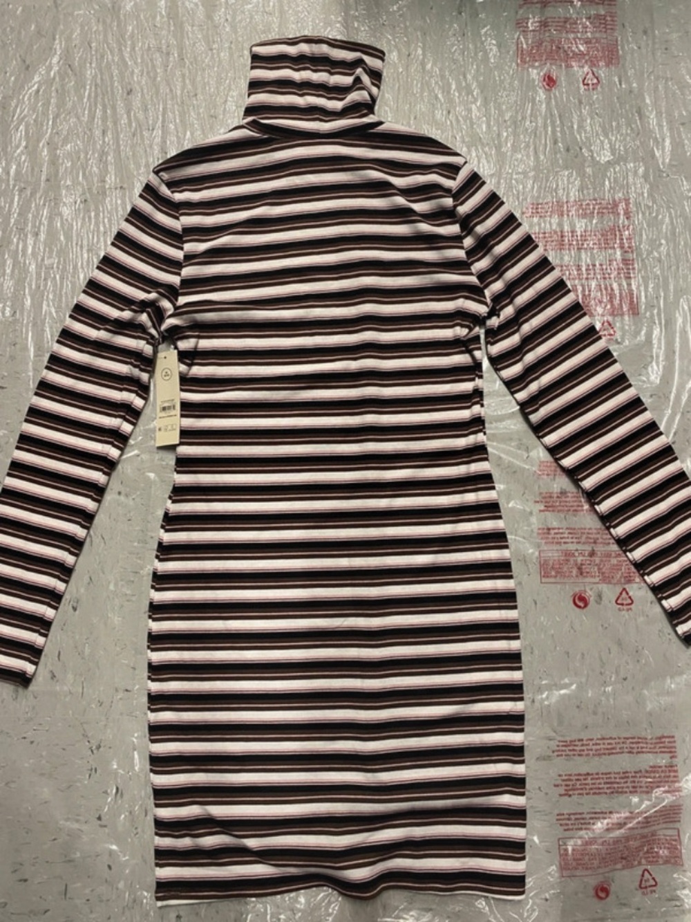 No Boundaries Striped Turtleneck Midi Dress - Pink & Black